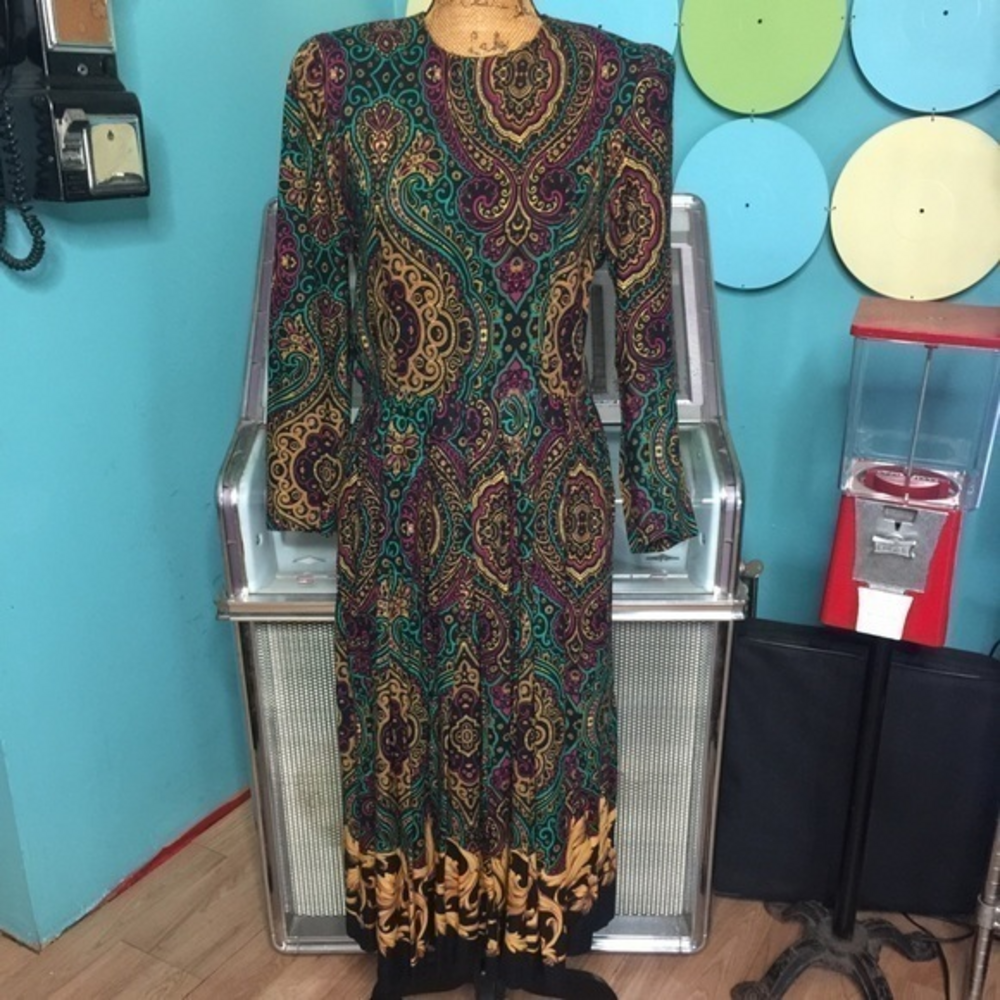 VINTAGE JESSICA HOWARD Jewel‎ Tone Drop Waist Dress
